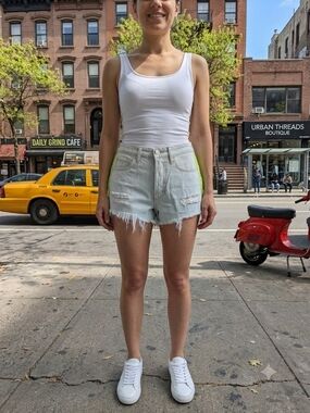 NWT Free People X Sandrine Rose High-Rise Distressed Denim Shorts Size 26